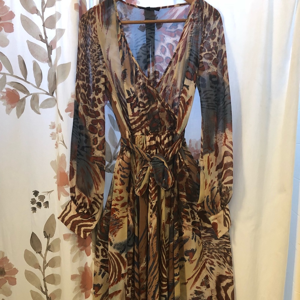 Olivaceous print maxi dress
